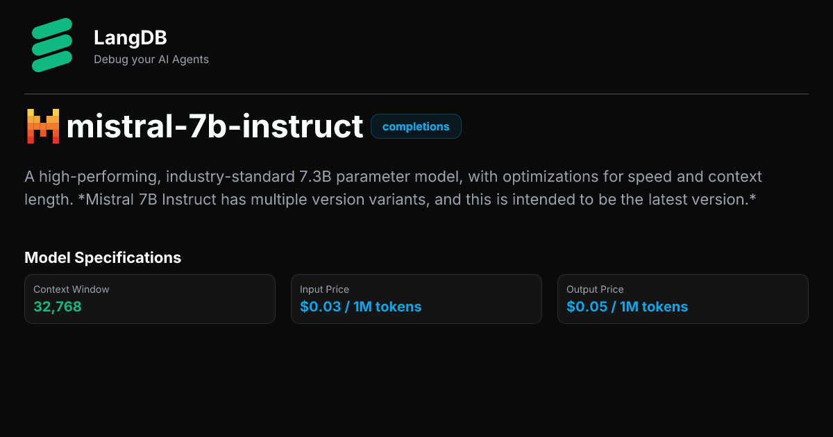 mistral-7b-instruct by deepinfra | AI Model Pricing, Performance & API ...