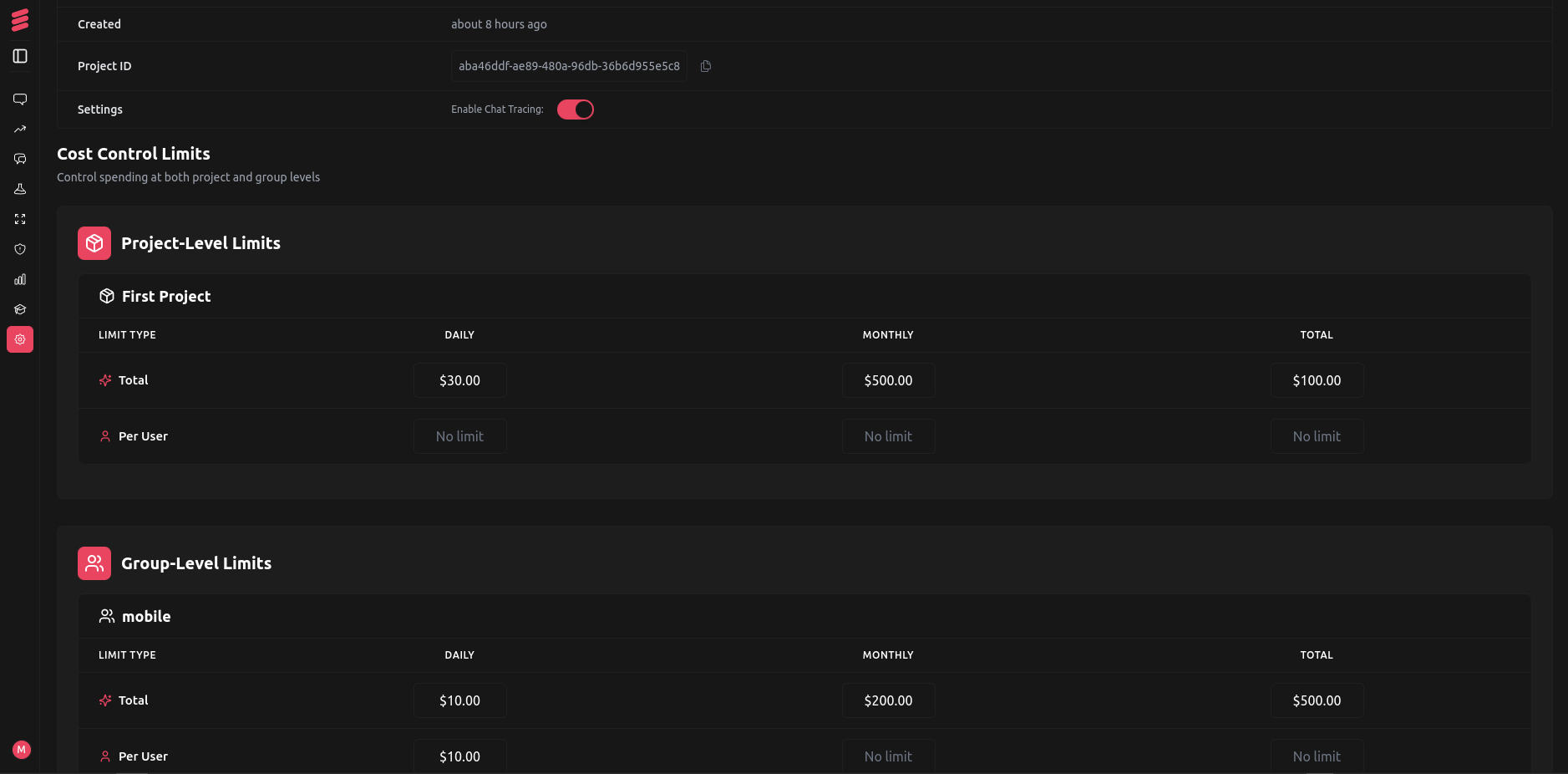 LangDB Cost Control and Policy Management Dashboard